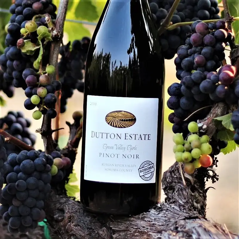 Closeup of Dutton wine label
