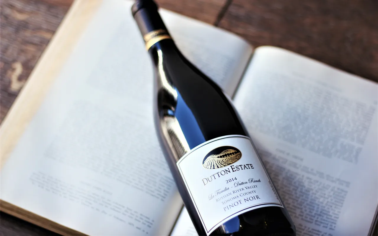 Dutton Estate Wine Bottle on book
